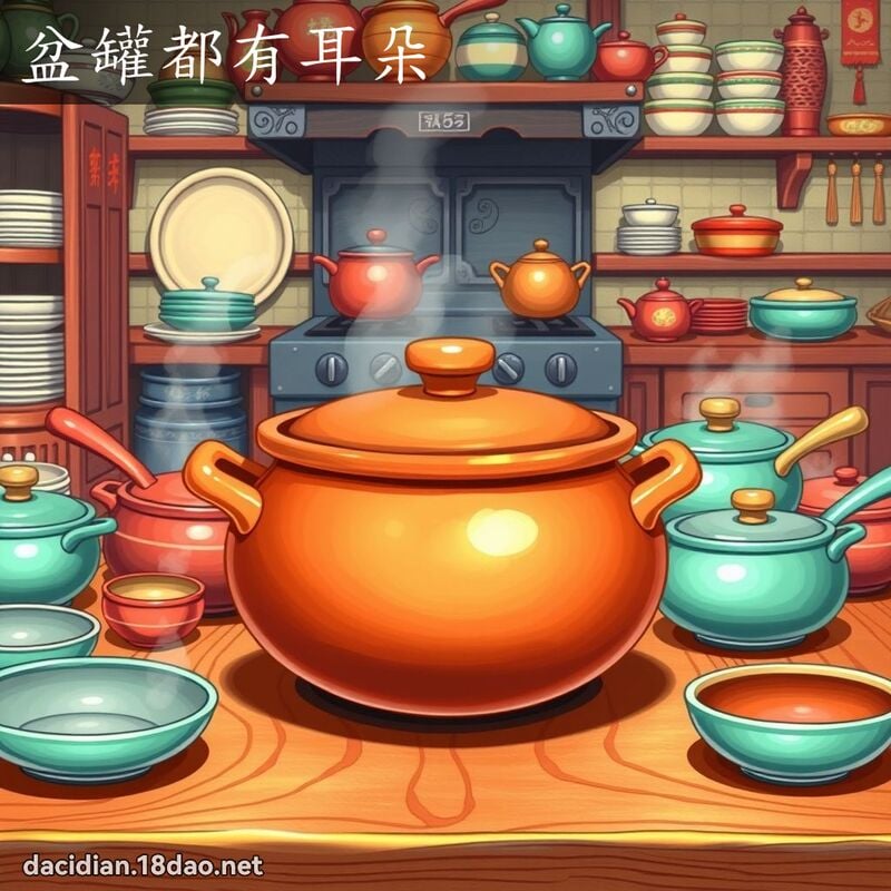 盆罐都有耳朵 - 国语大辞典配图