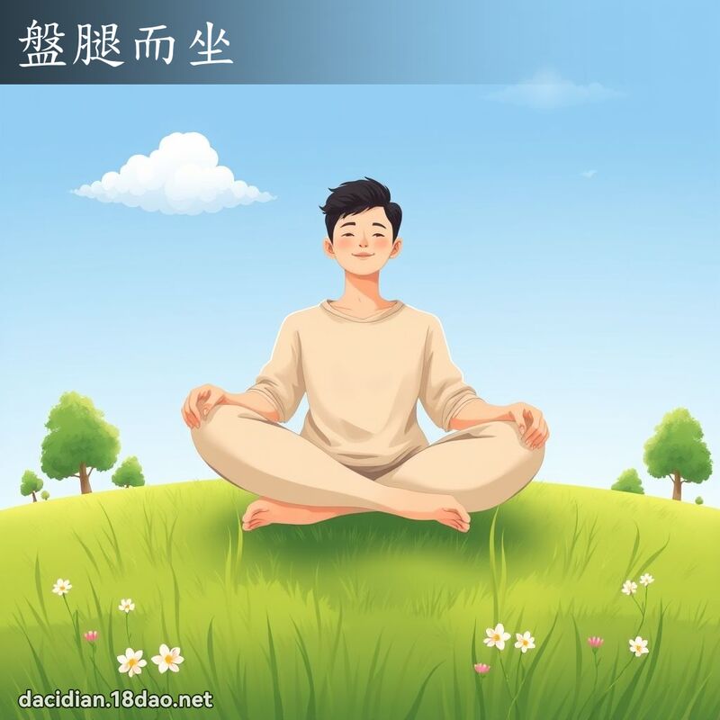 盤腿而坐 - 國語大辭典配圖