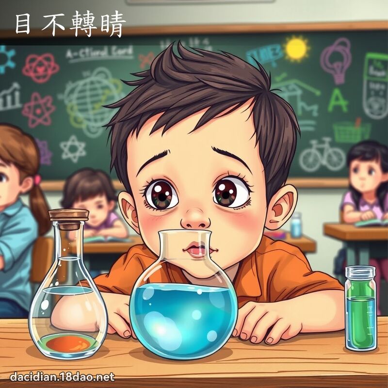 目不轉睛 - 國語大辭典配圖