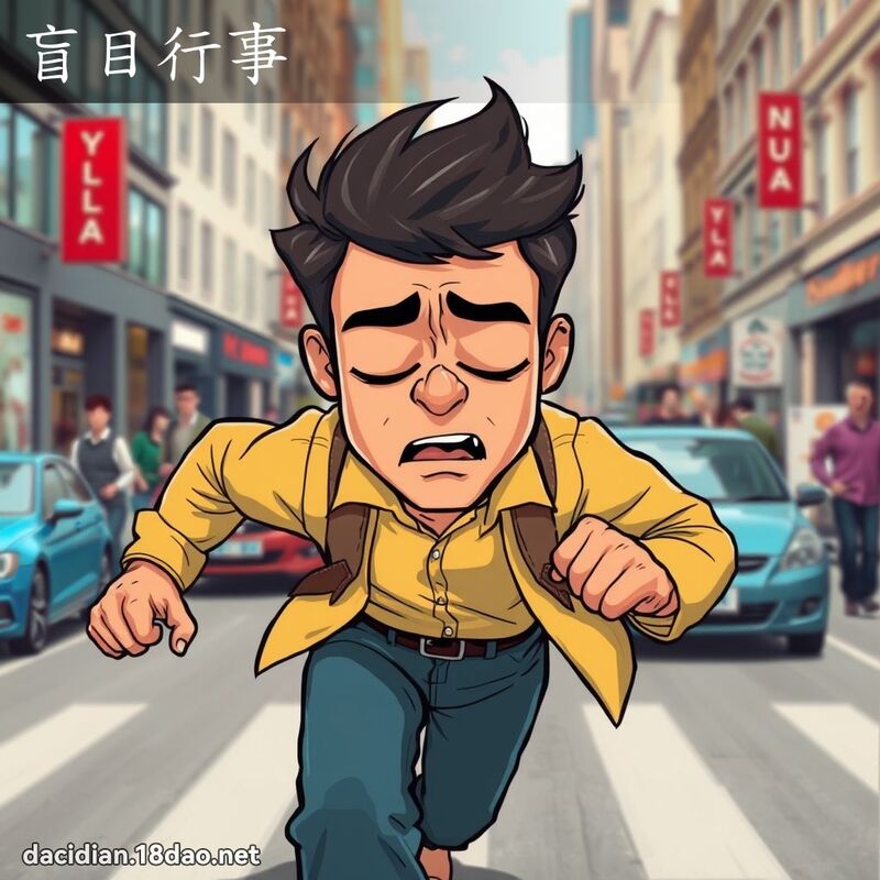 盲目行事 - 国语大辞典配图