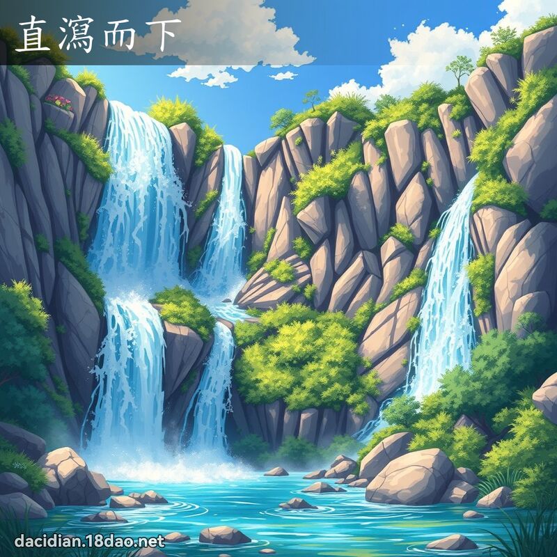 直瀉而下 - 國語大辭典配圖