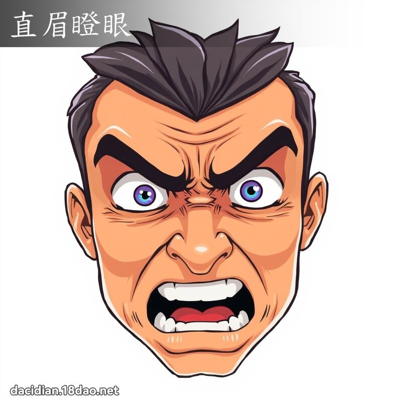 直眉瞪眼 - 國語大辭典配圖