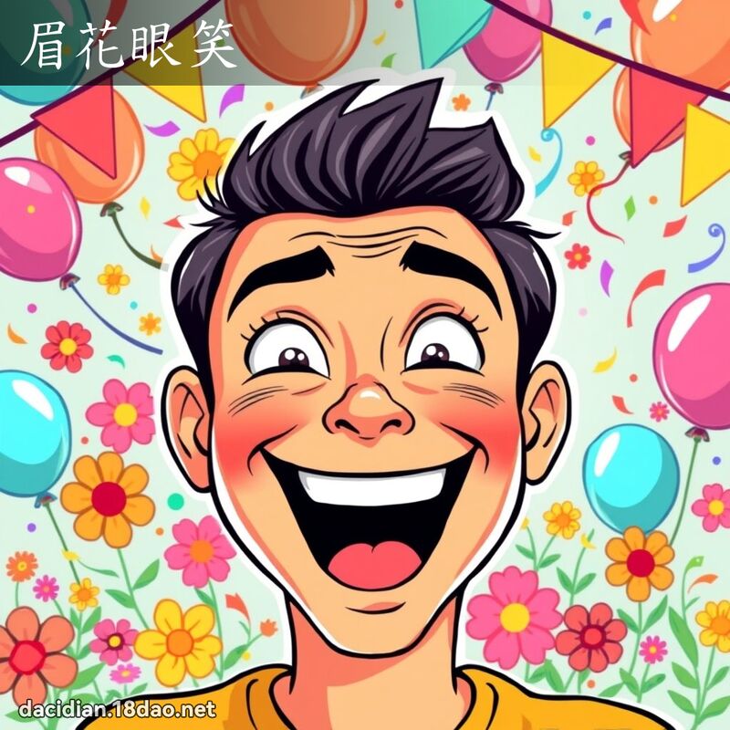 眉花眼笑 - 国语大辞典配图