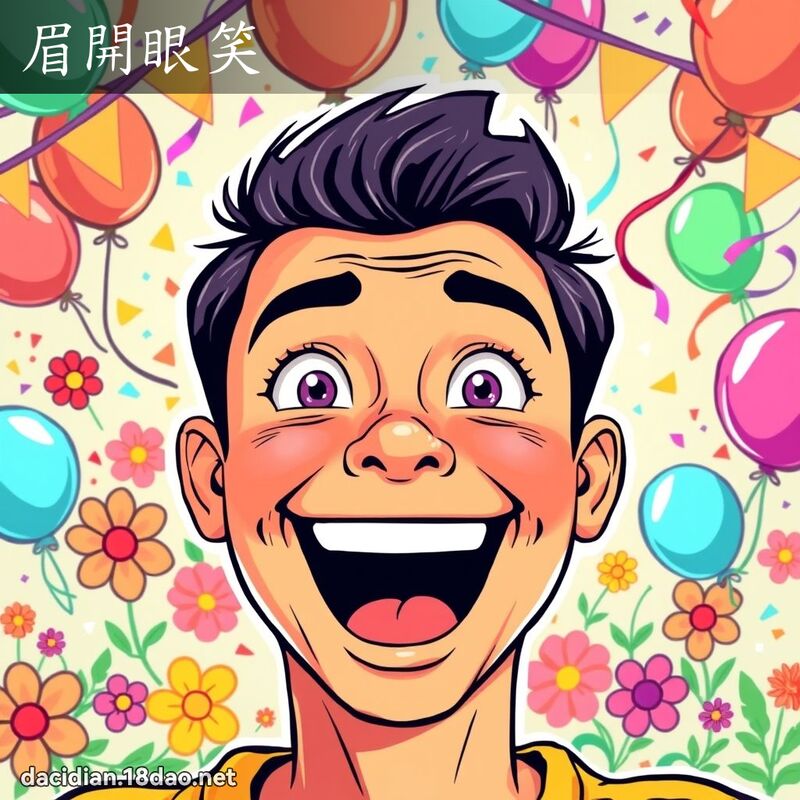 眉開眼笑 - 國語大辭典配圖