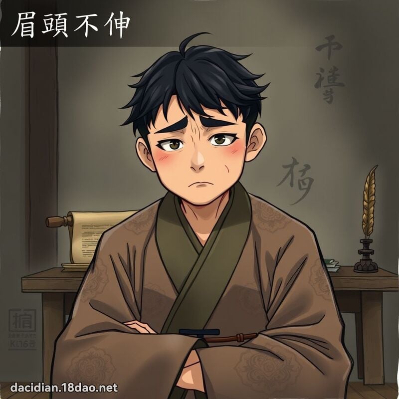 眉頭不伸 - 國語大辭典配圖