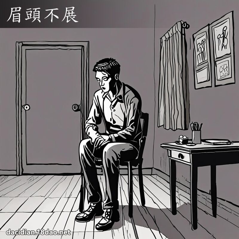 眉頭不展 - 國語大辭典配圖