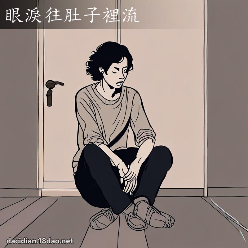 眼泪往肚子里流 - 国语大辞典配图