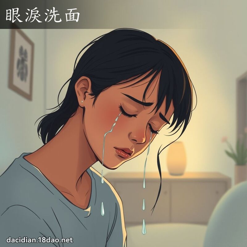 眼淚洗面 - 國語大辭典配圖