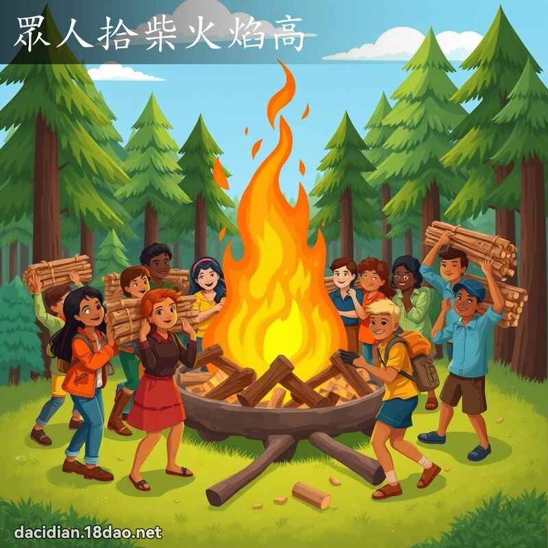 眾人拾柴火焰高 - 国语大辞典配图