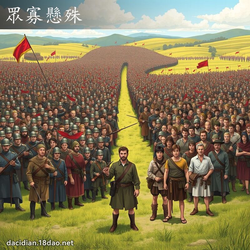 眾寡悬殊 - 国语大辞典配图