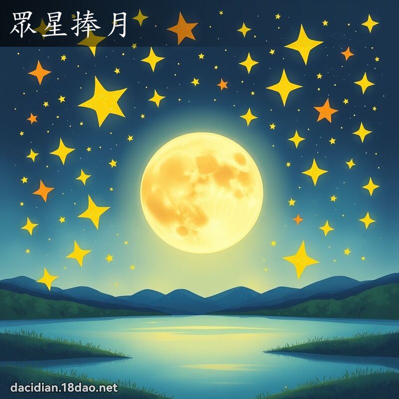 眾星捧月 - 国语大辞典配图