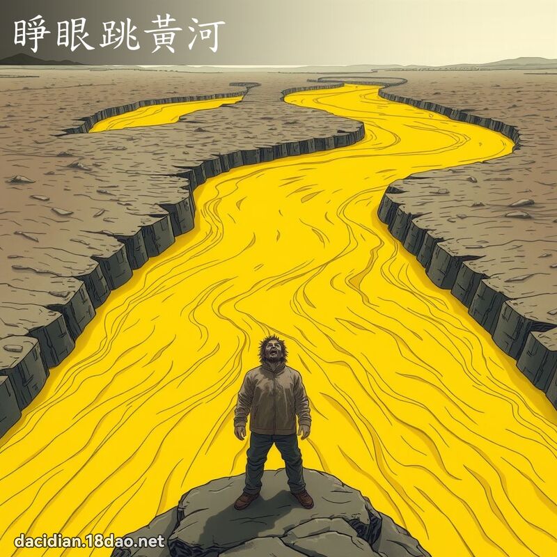 睁眼跳黄河 - 国语大辞典配图