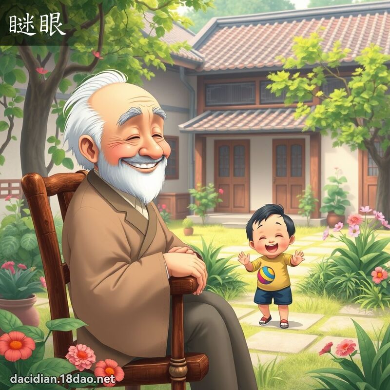 瞇眼 - 國語大辭典配圖