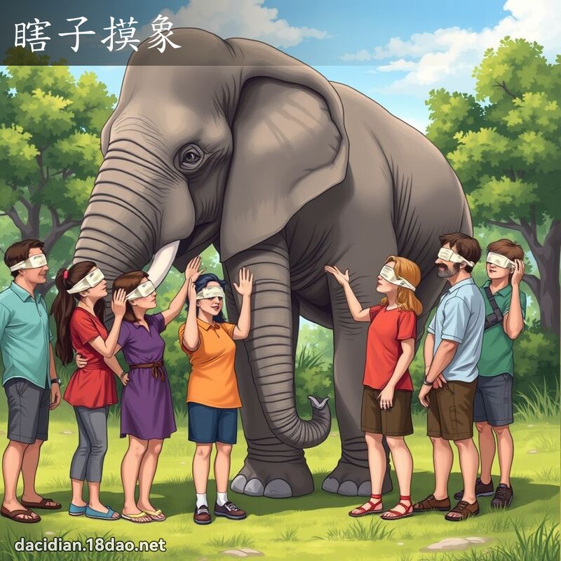 瞎子摸象 - 国语大辞典配图
