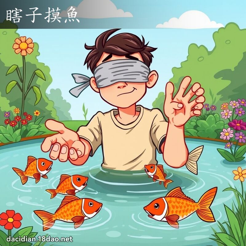 瞎子摸魚 - 國語大辭典配圖