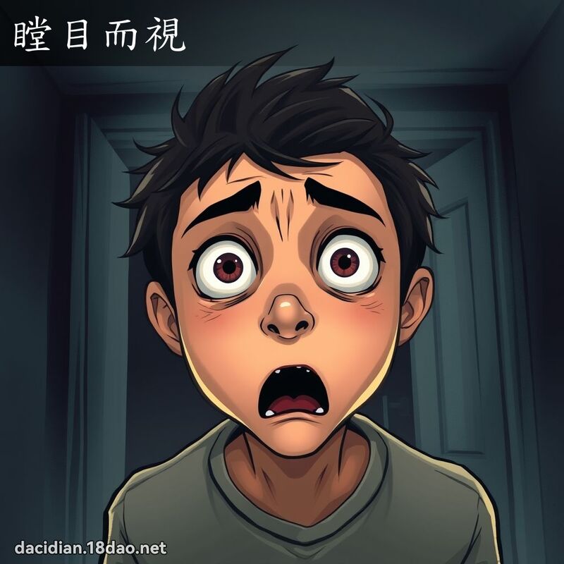 瞠目而視 - 國語大辭典配圖