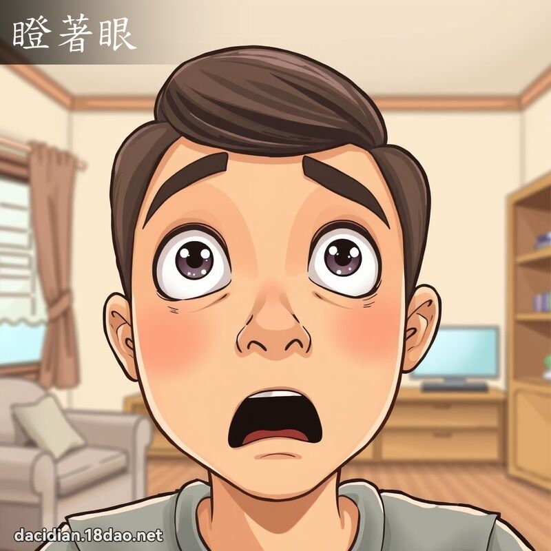 瞪著眼 - 国语大辞典配图