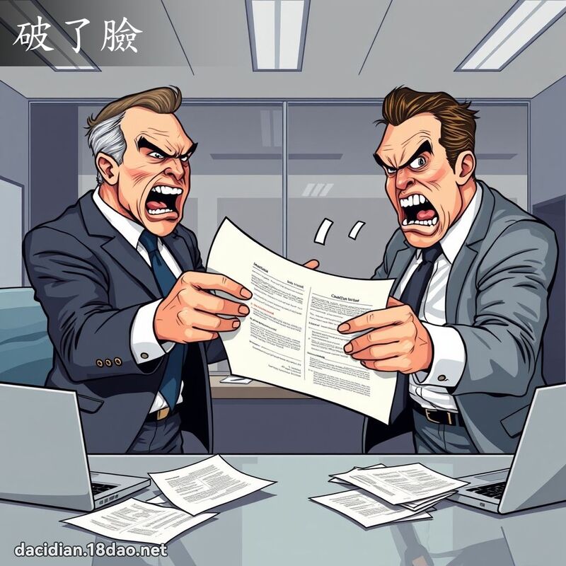 破了脸 - 国语大辞典配图
