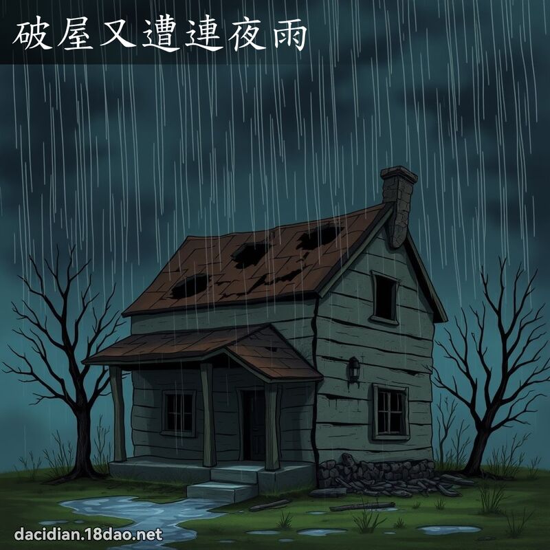 破屋又遭连夜雨 - 国语大辞典配图