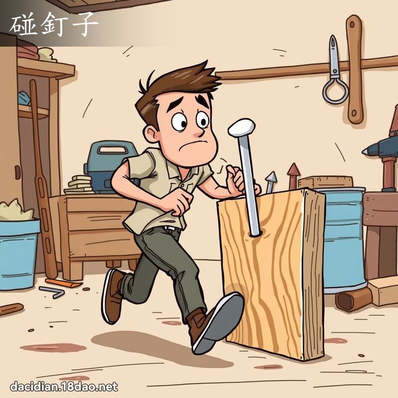 碰钉子 - 国语大辞典配图