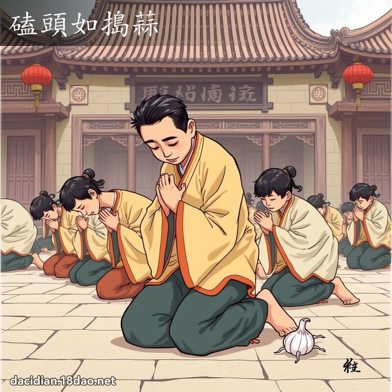 磕头如捣蒜 - 国语大辞典配图