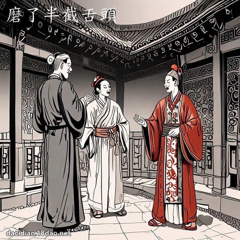 磨了半截舌头 - 国语大辞典配图
