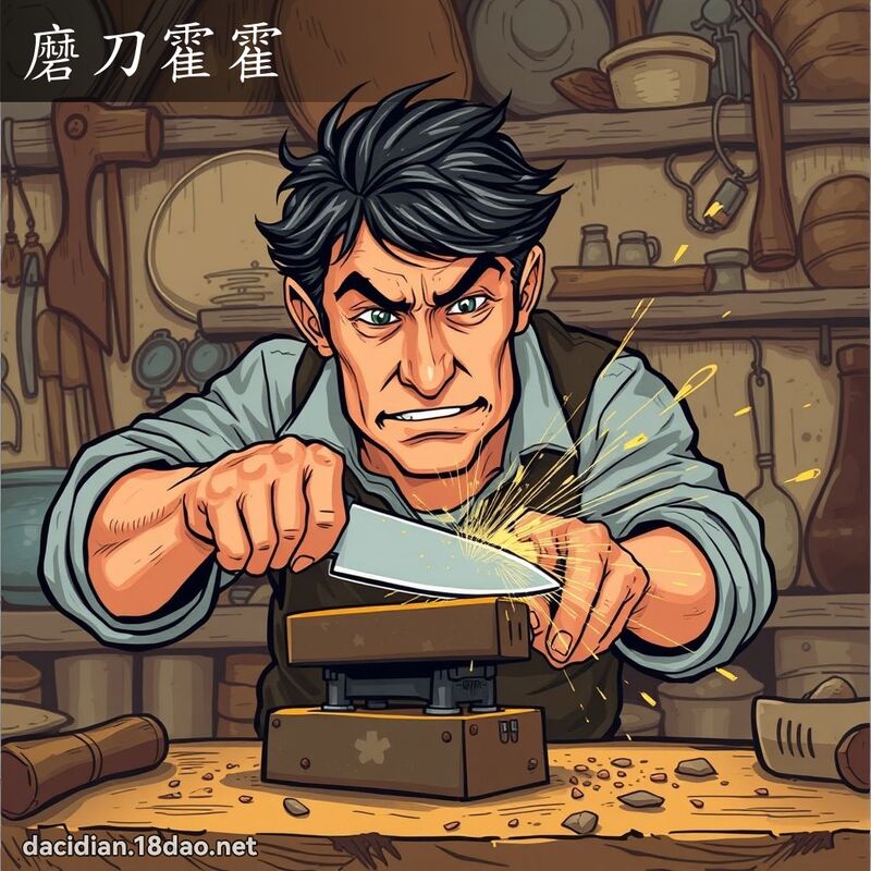 磨刀霍霍 - 国语大辞典配图
