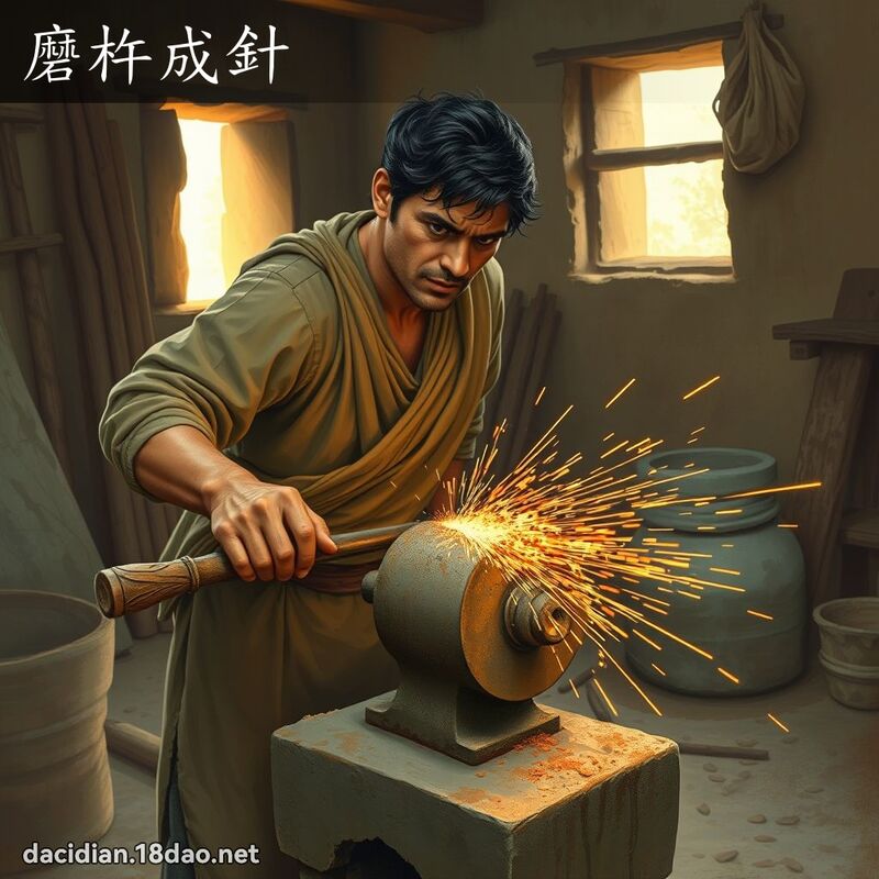 磨杵成針 - 國語大辭典配圖