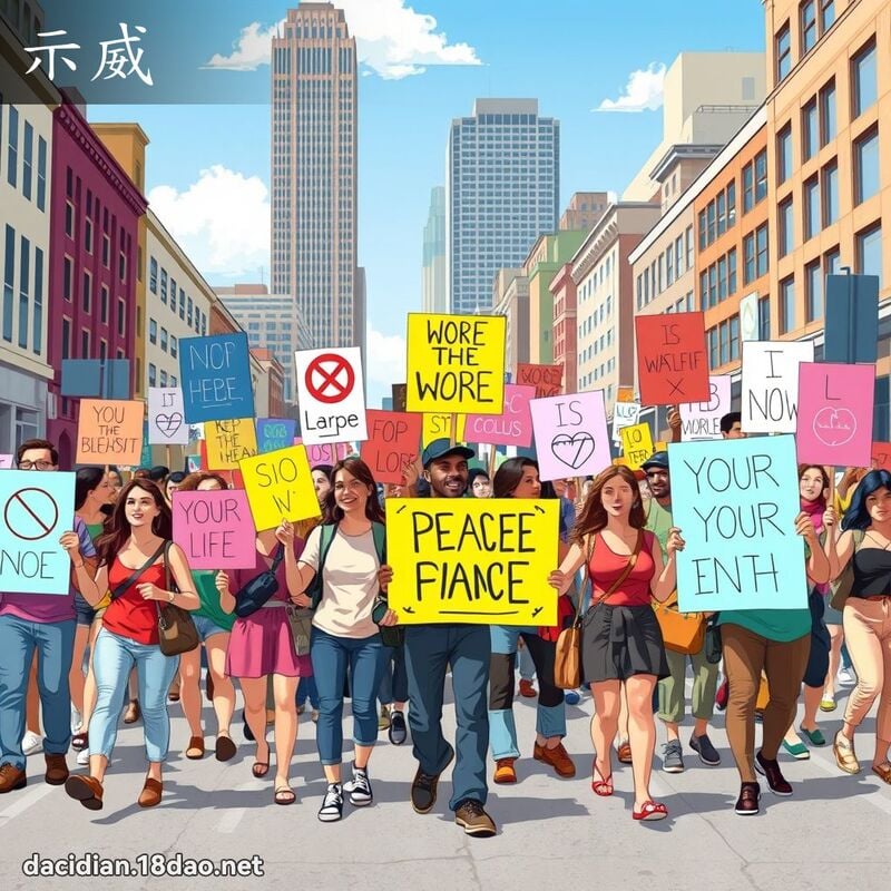 示威 - 国语大辞典配图