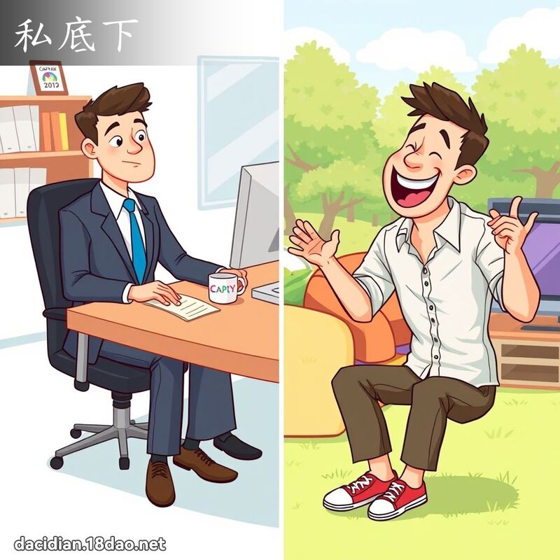 私底下 - 国语大辞典配图