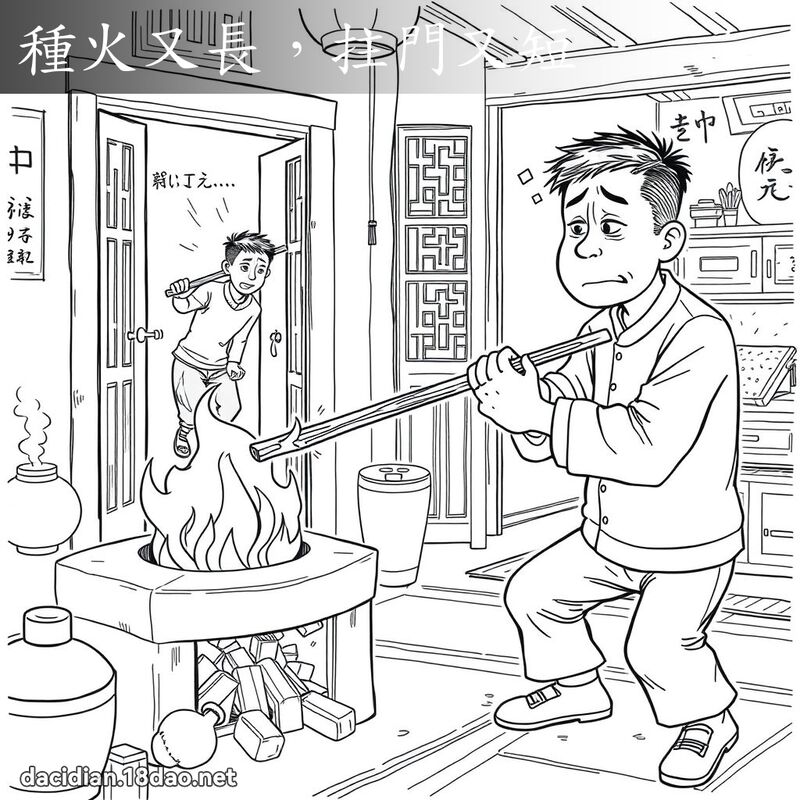 种火又长，拄门又短 - 国语大辞典配图