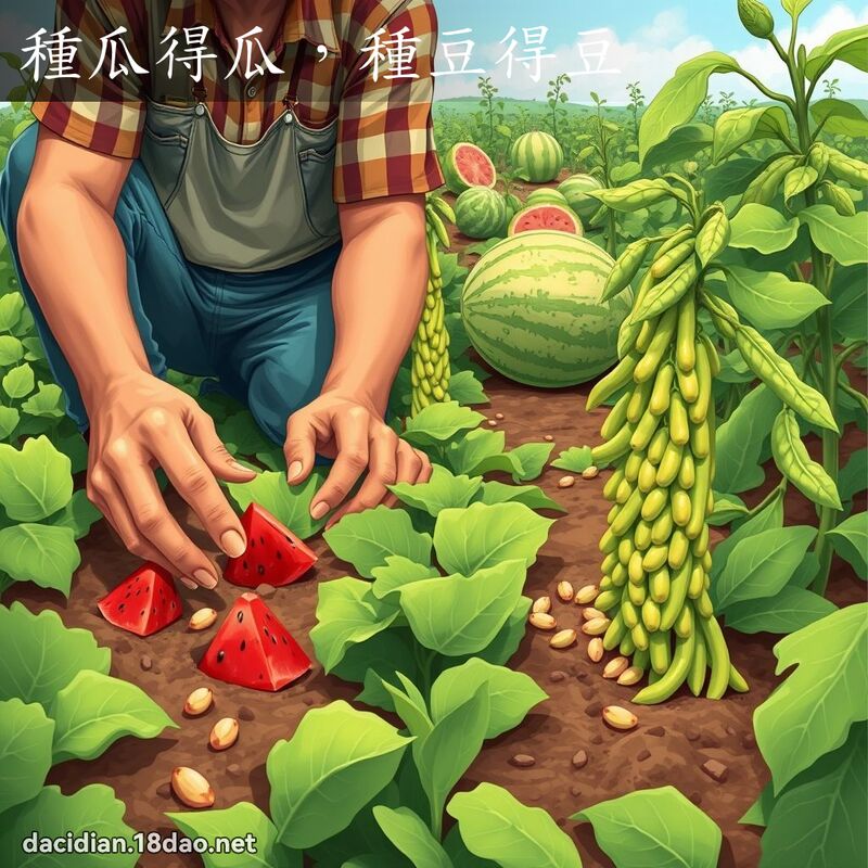 種瓜得瓜，種豆得豆 - 國語大辭典配圖
