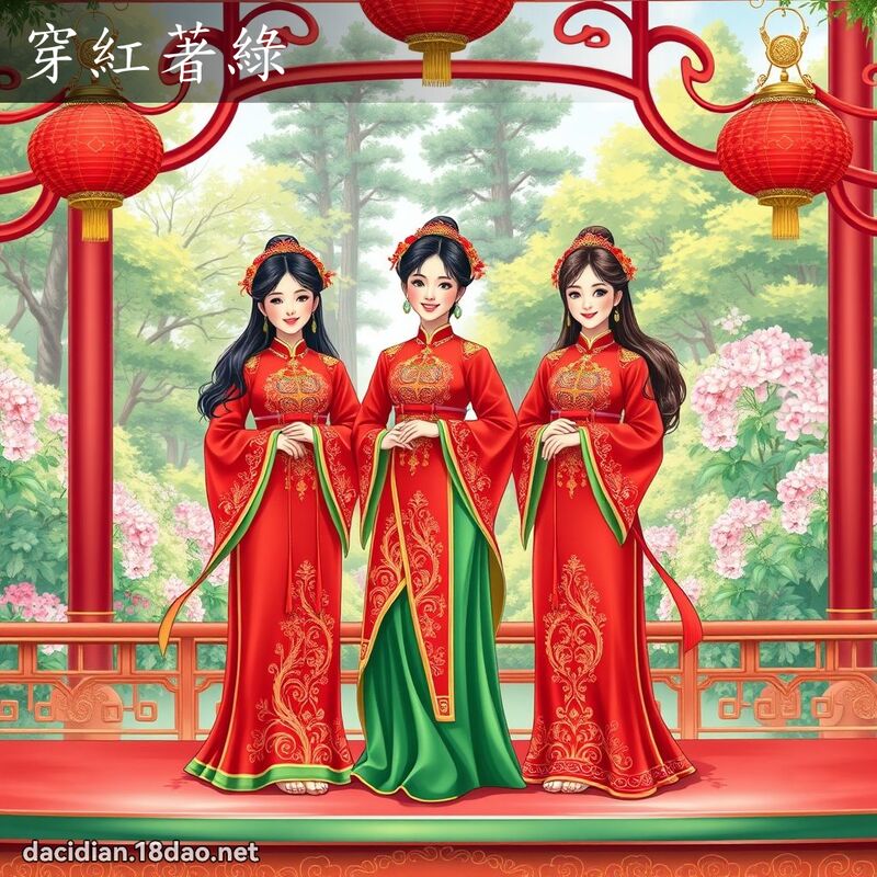 穿紅著綠 - 國語大辭典配圖
