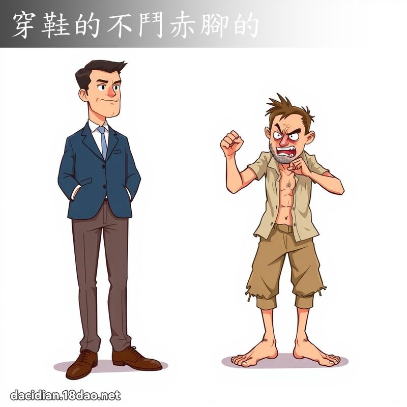 穿鞋的不斗赤脚的 - 国语大辞典配图