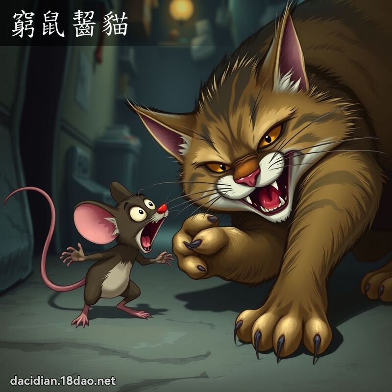 穷鼠啮猫 - 国语大辞典配图