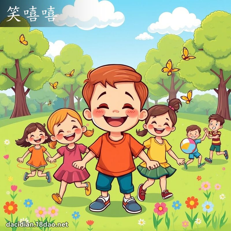 笑嘻嘻 - 國語大辭典配圖