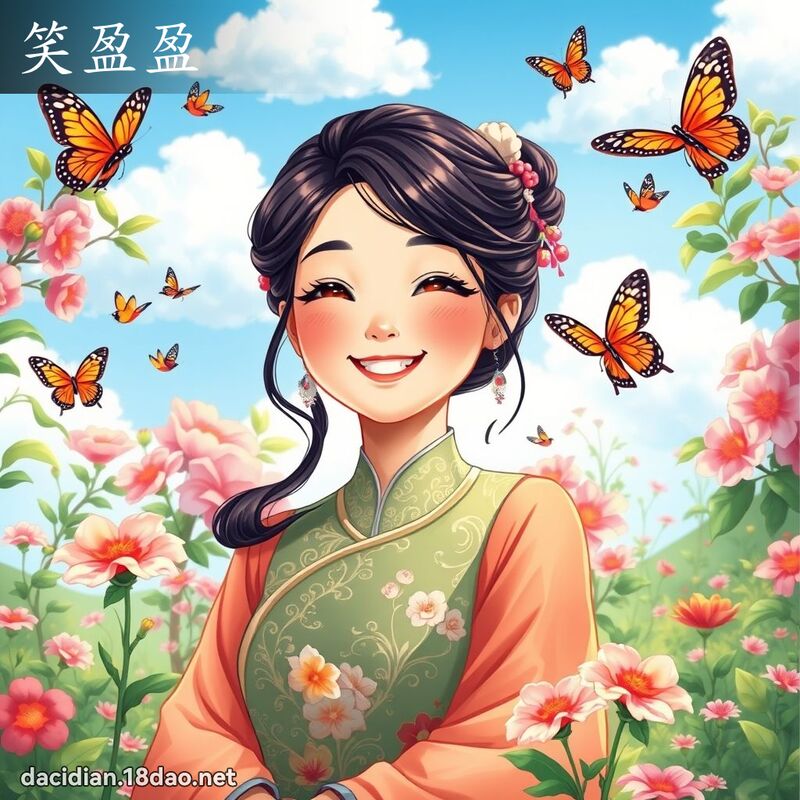 笑盈盈 - 國語大辭典配圖