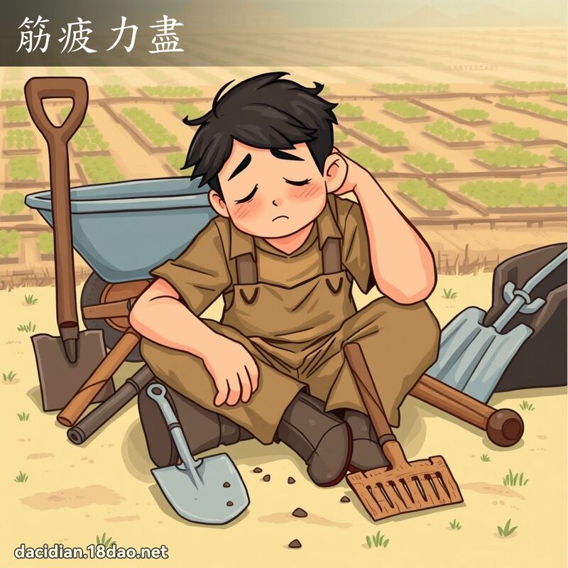 筋疲力盡 - 國語大辭典配圖