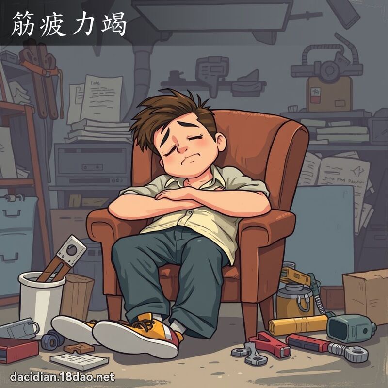 筋疲力竭 - 国语大辞典配图