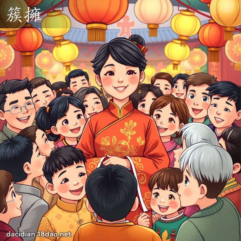 簇拥 - 国语大辞典配图