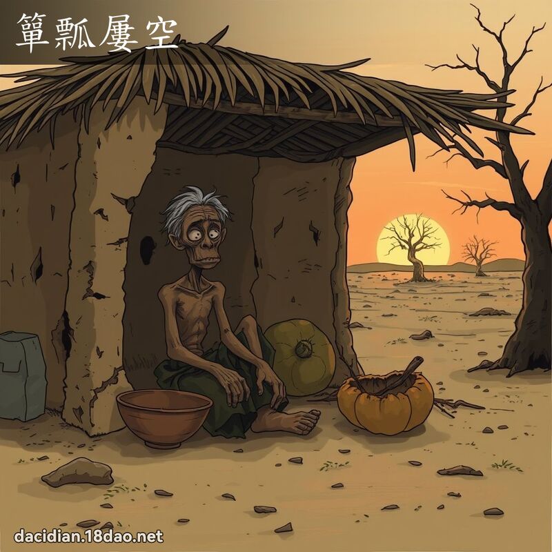 箪瓢屡空 - 国语大辞典配图