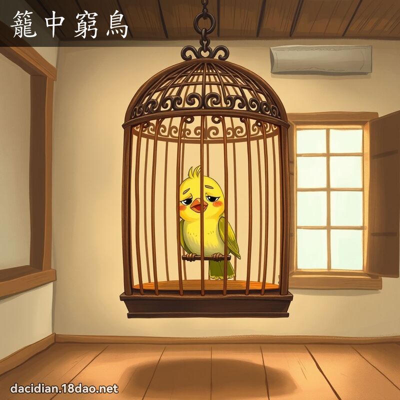 笼中穷鸟 - 国语大辞典配图