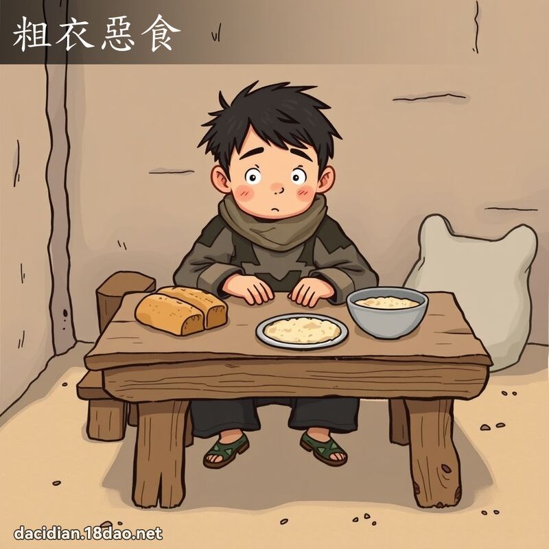 粗衣惡食 - 國語大辭典配圖