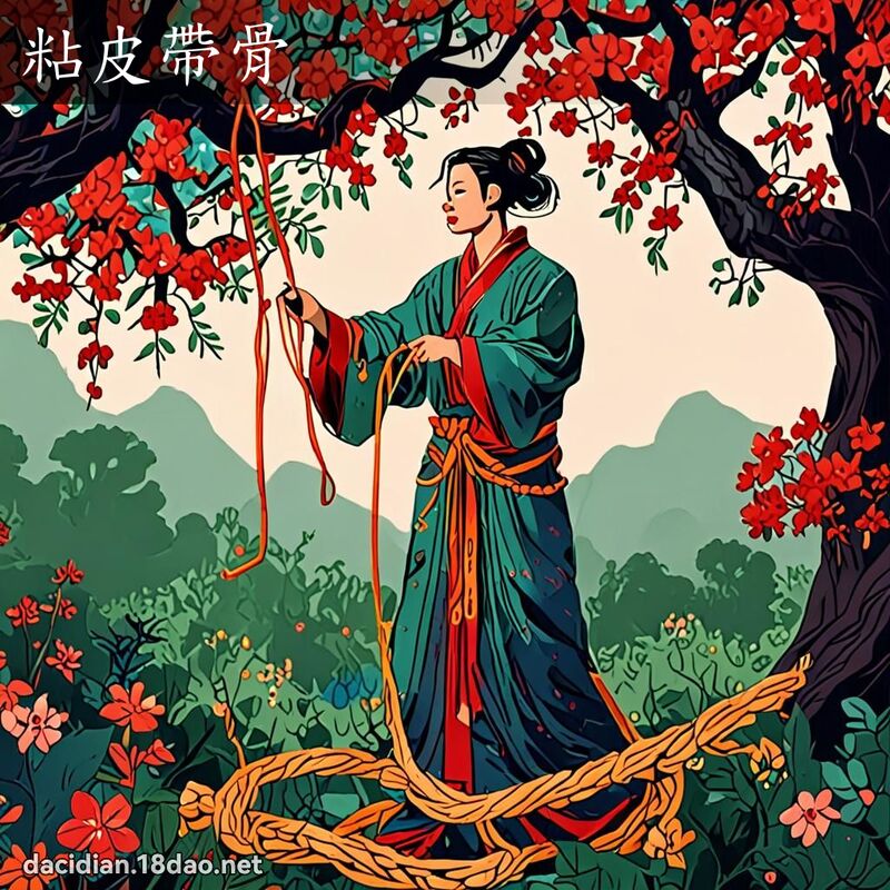 粘皮带骨 - 国语大辞典配图