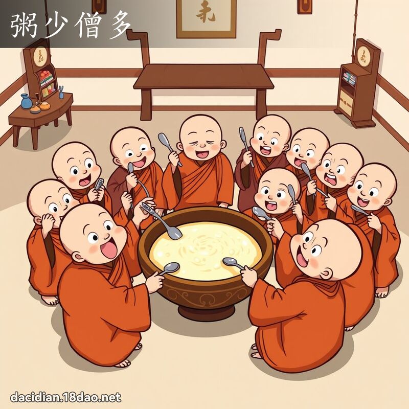 粥少僧多 - 國語大辭典配圖