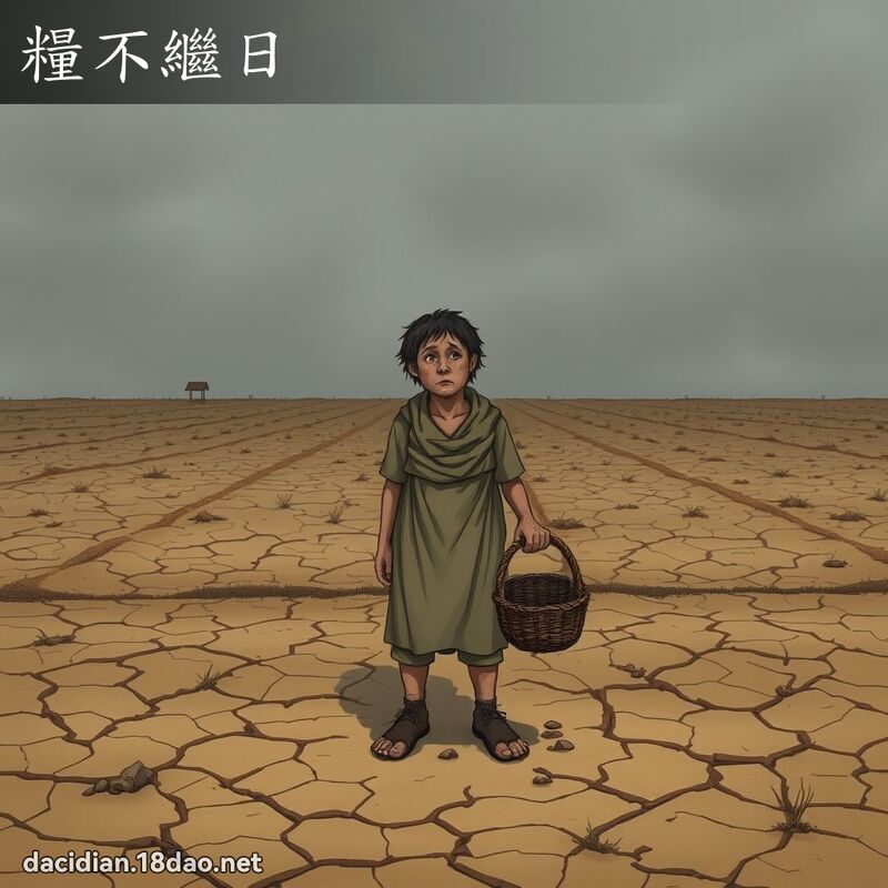 粮不继日 - 国语大辞典配图