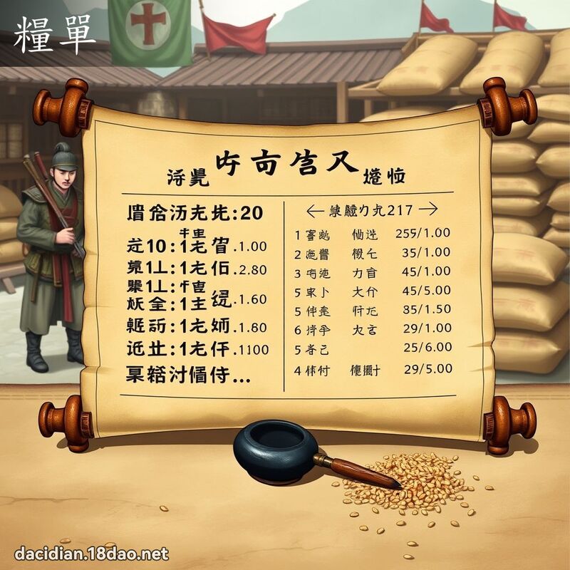 糧單 - 國語大辭典配圖