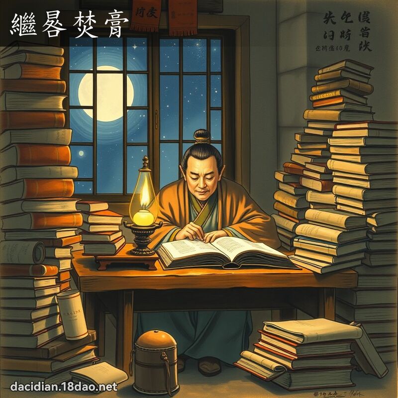 繼晷焚膏 - 國語大辭典配圖