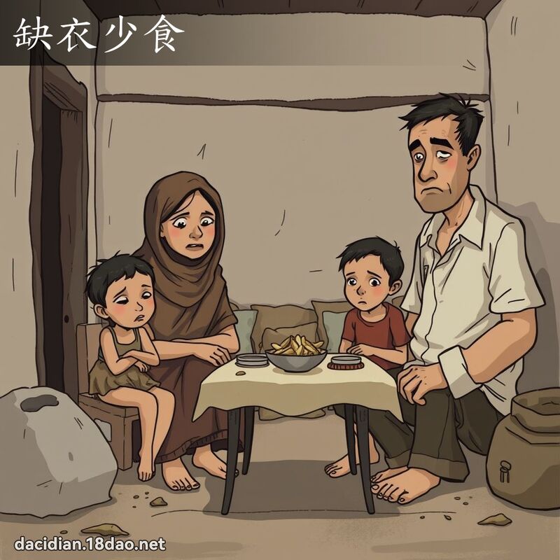 缺衣少食 - 國語大辭典配圖