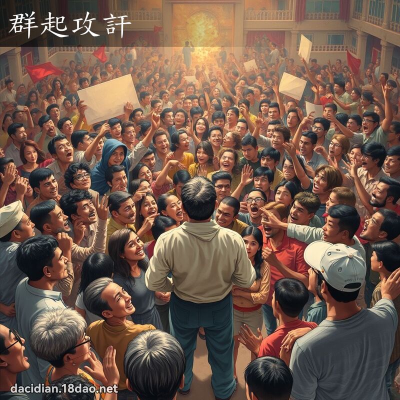 群起攻訐 - 国语大辞典配图